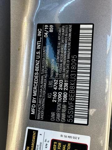 55SWF8EB8KU318095 - 2019 MERCEDES-BENZ C 300 4MATIC SILVER photo 12