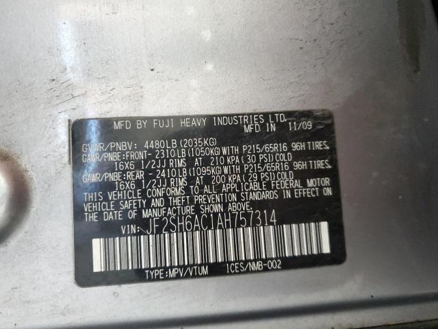 JF2SH6AC1AH757314 - 2010 SUBARU FORESTER 2.5X Күміс фото 13