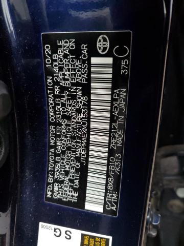 JTDEPMAEXMJ153178 - 2021 TOYOTA COROLLA LE BLUE photo 12