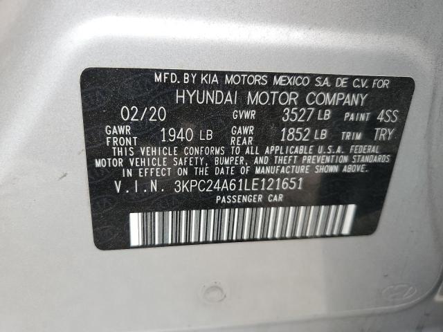 3KPC24A61LE121651 - 2020 HYUNDAI ACCENT SE 灰色 照片 12