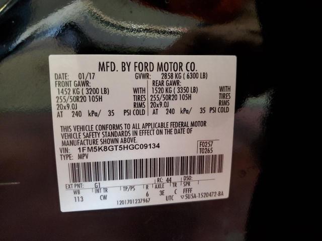 1FM5K8GT5HGC09134 - 2017 FORD EXPLORER SPORT BLACK photo 13