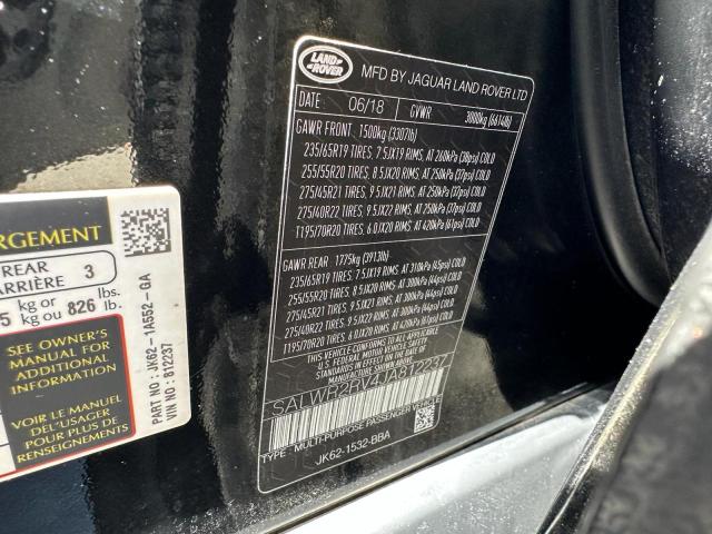 SALWR2RV4JA812237 - 2018 LAND ROVER RANGE ROVE HSE BLACK photo 10