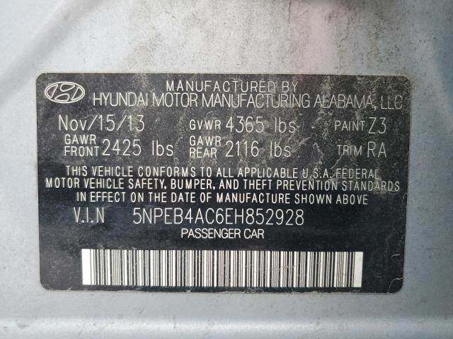 5NPEB4AC6EH852928 - 2014 HYUNDAI SONATA GLS BLUE photo 12