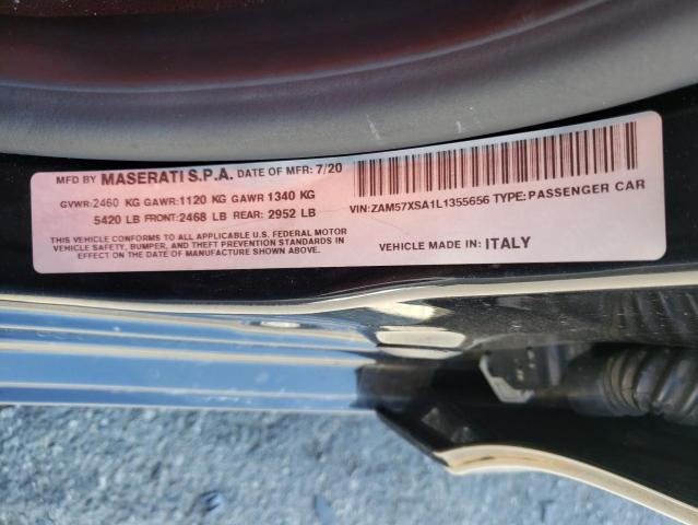 ZAM57XSA1L1355656 - 2020 MASERATI GHIBLI BLACK photo 12