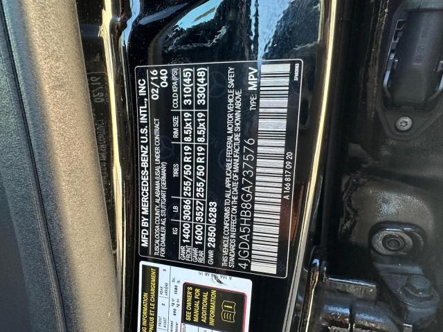 4JGDA5HB8GA737576 - 2016 MERCEDES-BENZ GLE 350 4MATIC BLACK photo 10