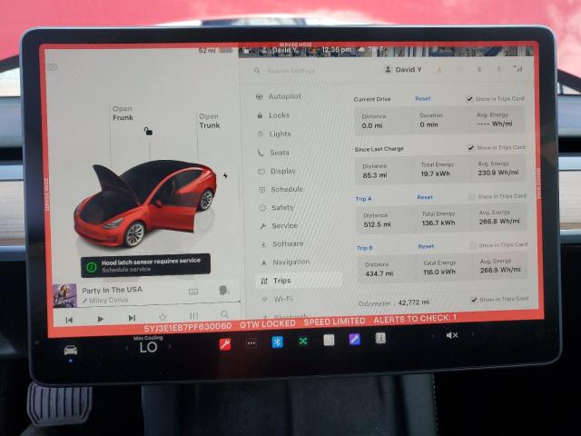 5YJ3E1EB7PF630060 - 2023 TESLA MODEL 3 Rouge photo 9
