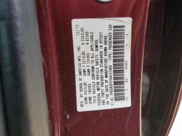 1HGCR2F51EA107868 - 2014 HONDA ACCORD SPORT BURGUNDY photo 13