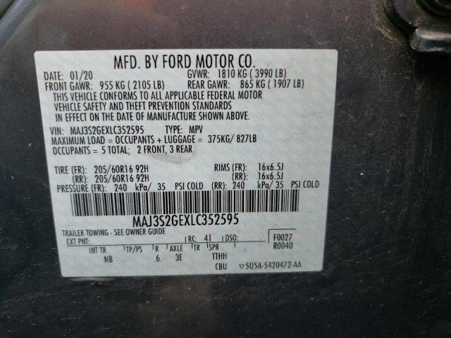 MAJ3S2GEXLC352595 - 2020 FORD ECOSPORT SE GRAY photo 12