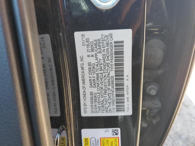 1HGCV1F47JA089030 - 2018 HONDA ACCORD EX BLACK photo 13