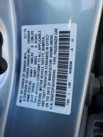 2HGFC2F54JH534245 - 2018 HONDA CIVIC LX Argent photo 13