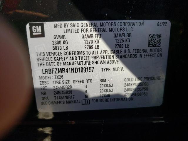 LRBFZMR41ND109157 - 2022 BUICK ENVISION PREFERRED BLACK photo 12