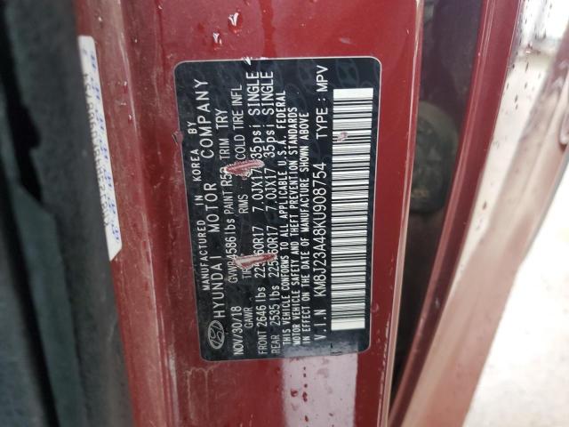 KM8J23A48KU908754 - 2019 HYUNDAI TUCSON SE 红色 照片 13