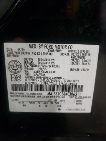 MAJ3S2GE6KC306311 - 2019 FORD ECOSPORT SE BLACK photo 13