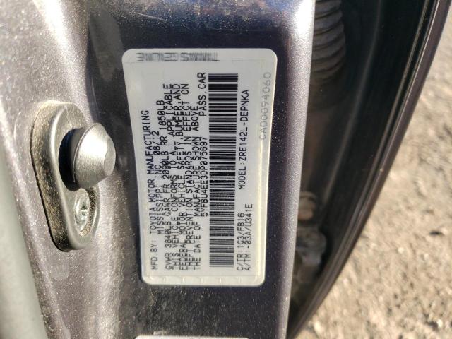 5YFBU4EE3DP075697 - 2013 TOYOTA COROLLA BASE ნაცრისფერი ფოტო 12