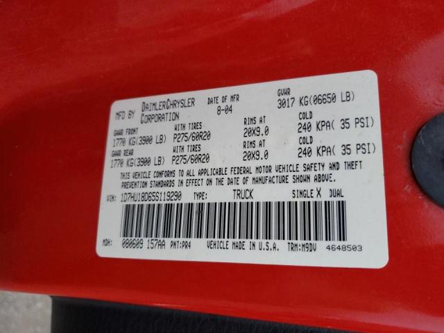 1D7HU18D65S119290 - 2005 DODGE RAM 1500 ST RED photo 12