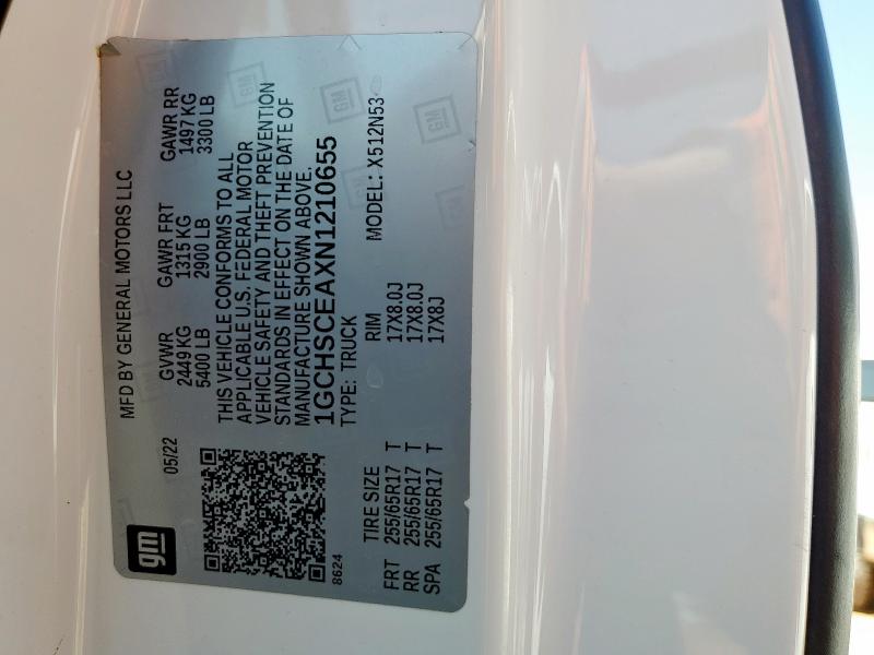 1GCHSCEAXN1210655 - 2022 CHEVROLET COLORADO LT WHITE photo 13