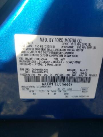 MAJ3P1TE5JC166669 - 2018 FORD ECOSPORT SE BLUE photo 12