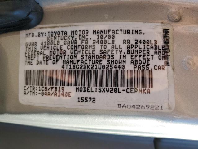 4T1BG22K21U025440 - 2001 TOYOTA CAMRY CE SILVER photo 12