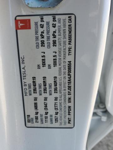 5YJ3E1EA4JF006554 - 2018 TESLA MODEL 3 Ağ foto 12