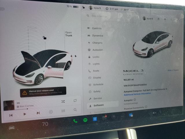 5YJ3E1EA4JF006554 - 2018 TESLA MODEL 3 Ağ foto 9