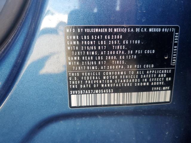 3VV3B7AX7JM054553 - 2018 VOLKSWAGEN TIGUAN SE Mavi foto 13