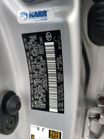 JTDKN3DU4F1927305 - 2015 TOYOTA PRIUS ვერცხლისფერი ფოტო 13
