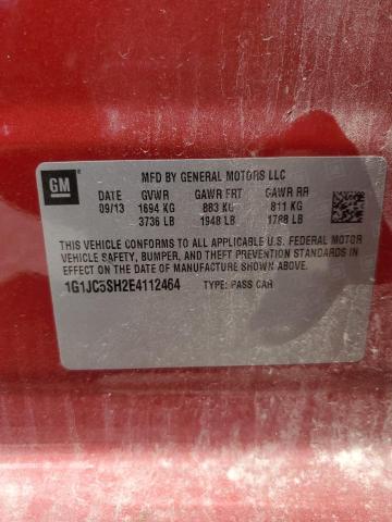 1G1JC5SH2E4112464 - 2014 CHEVROLET SONIC LT RED photo 12