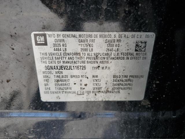 3GNAXJEV2JL116726 - 2018 CHEVROLET EQUINOX LT BLACK photo 13