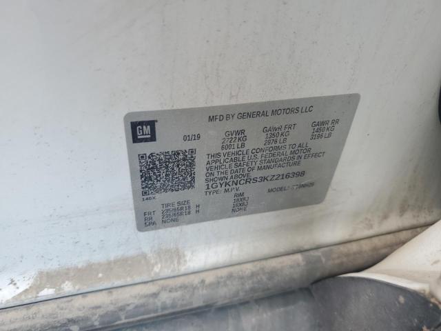 1GYKNCRS3KZ216398 - 2019 CADILLAC XT5 LUXURY WHITE photo 12