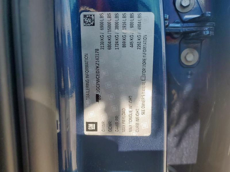 1GCPWCED7KZ143178 - 2019 CHEVROLET SILVERADO C1500 LT ლურჯი ფოტო 12