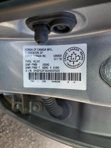 2HGFC2F50JH037029 - 2018 HONDA CIVIC LX 银色 照片 12