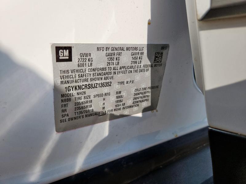 1GYKNCRS8JZ136352 - 2018 CADILLAC XT5 LUXURY WHITE photo 13