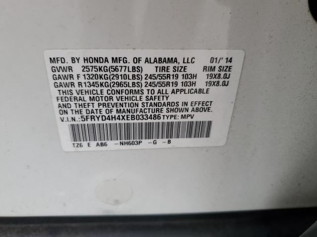 5FRYD4H4XEB033486 - 2014 ACURA MDX TECHNOLOGY WHITE photo 13