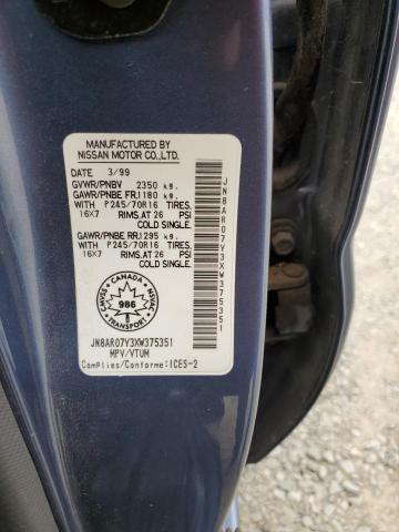 JN8AR07Y3XW375351 - 1999 NISSAN PATHFINDER LE 蓝色 照片 12