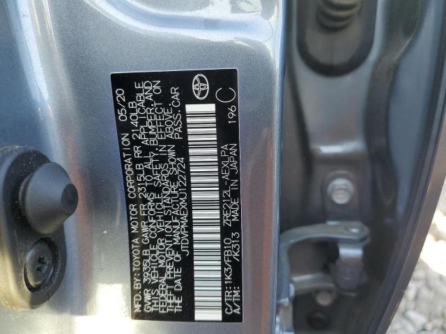 JTDVPMAEXMJ122724 - 2021 TOYOTA CORILLA LE GRAY photo 12