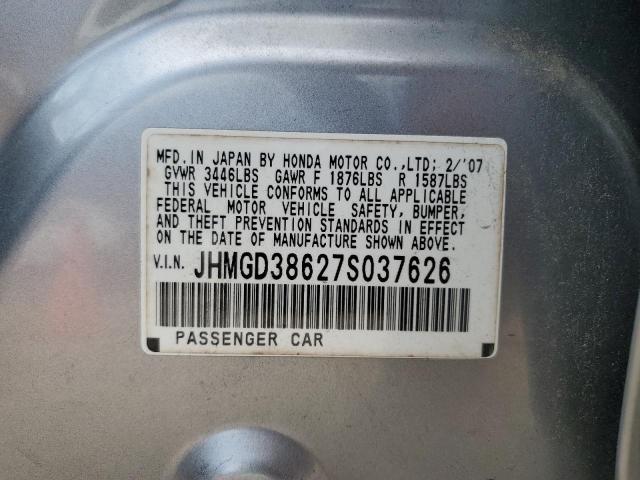 JHMGD38627S037626 - 2007 HONDA FIT S 灰色 照片 12