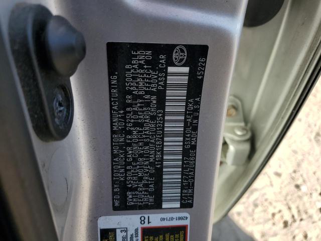 4T1BK1EB7EU132543 - 2014 TOYOTA AVALON BASE SILVER photo 12
