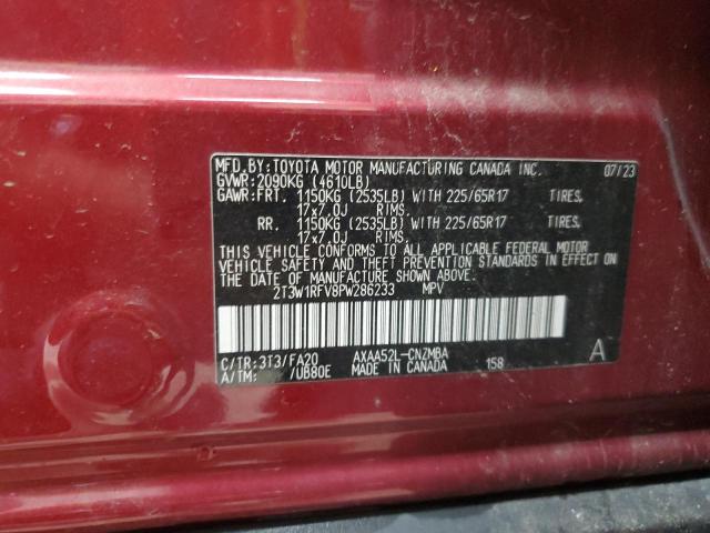 2T3W1RFV8PW286233 - 2023 TOYOTA RAV4 XLE MAROON photo 13