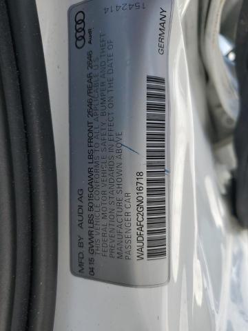 WAUDFAFC2GN016718 - 2016 AUDI A6 PREMIUM PLUS 白色 照片 12