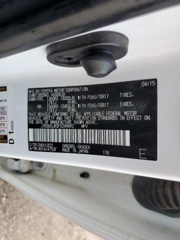 JTEBU5JR3F5249892 - 2015 TOYOTA 4RUNNER SR5/SR5 PREMIUM 白色 照片 12