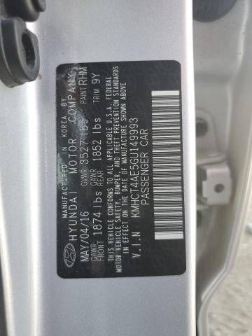 KMHCT4AE5GU149993 - 2016 HYUNDAI ACCENT SE SILVER photo 13