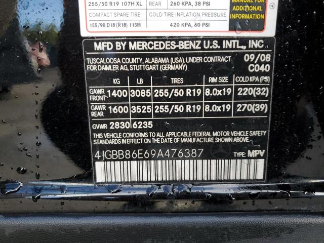 4JGBB86E69A476387 - 2009 MERCEDES-BENZ ML 350 BLACK photo 13