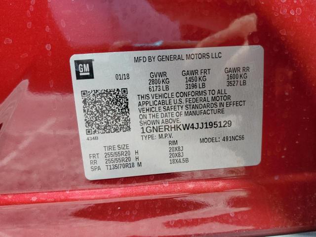 1GNERHKW4JJ195129 - 2018 CHEVROLET TRAVERSE LT MAROON photo 14