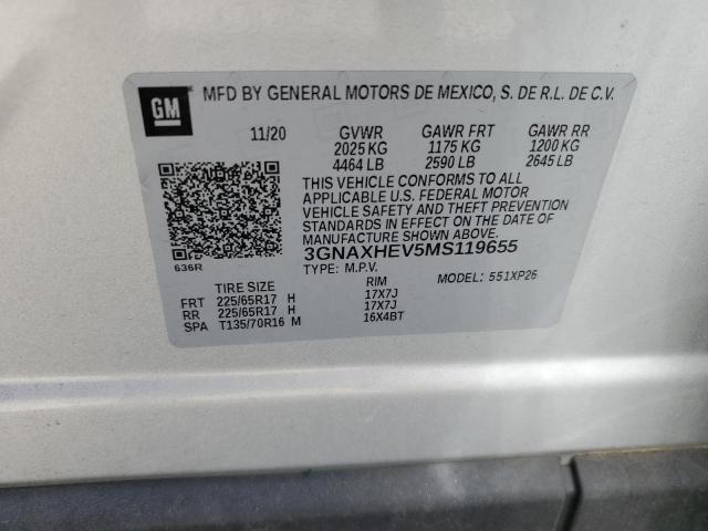 3GNAXHEV5MS119655 - 2021 CHEVROLET EQUINOX LS 银色 照片 13