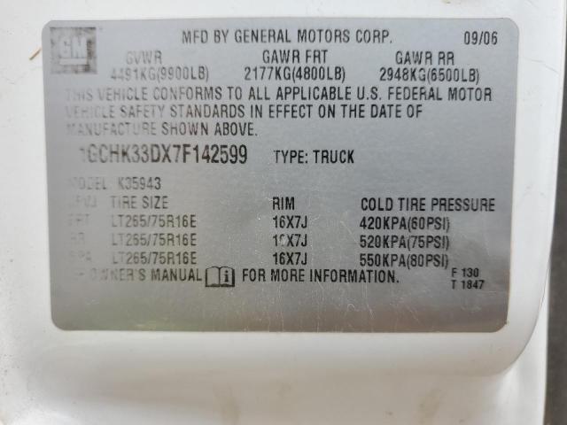 1GCHK33DX7F142599 - 2007 CHEVROLET SILVERADO K3500 WHITE photo 12