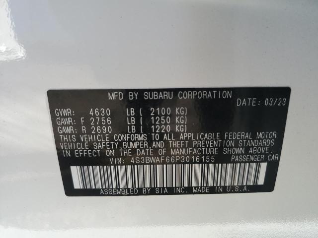 4S3BWAF66P3016155 - 2023 SUBARU LEGACY PREMIUM WHITE photo 13