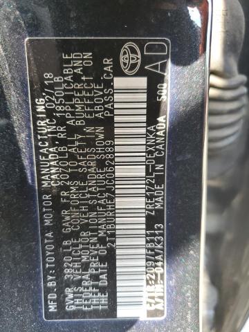 2T1BURHE7JC062889 - 2018 TOYOTA COROLLA L BLACK photo 12