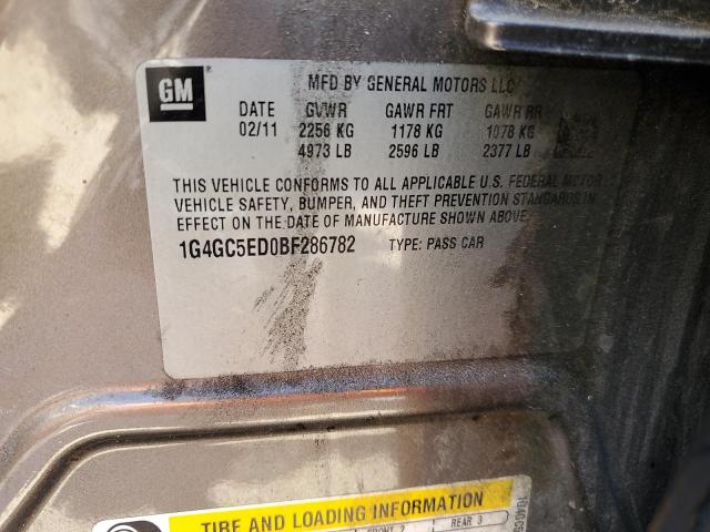 1G4GC5ED0BF286782 - 2011 BUICK LACROSSE CXL TAN photo 13