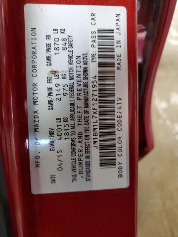 JM1BM1L7XF1271954 - 2015 MAZDA 3 TOURING RED photo 13