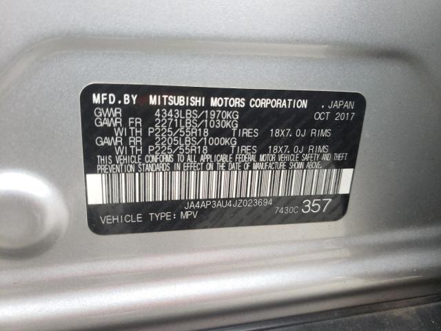 JA4AP3AU4JZ023694 - 2018 MITSUBISHI OUTLANDER ES SILVER photo 13